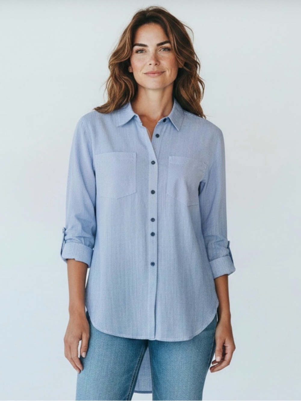 🫶🏻 Passport Blue & White Striped Button-Front Top